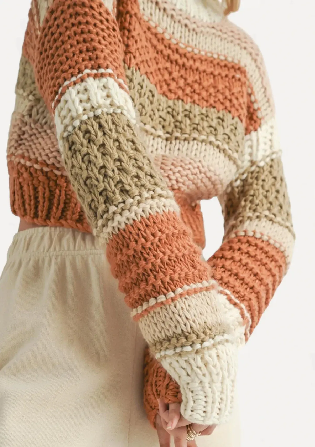 Butter Pecan Chunky Sweater - Brick Multi