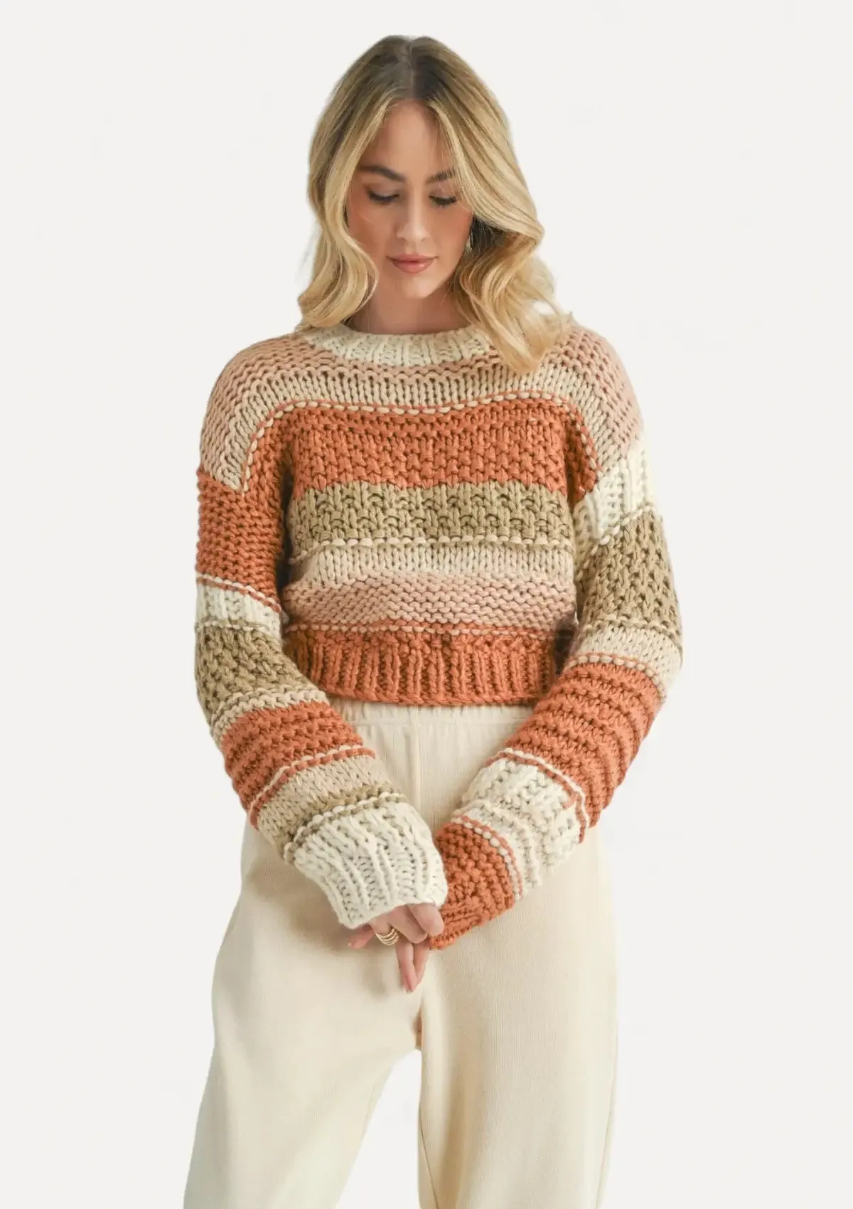 Butter Pecan Chunky Sweater - Brick Multi