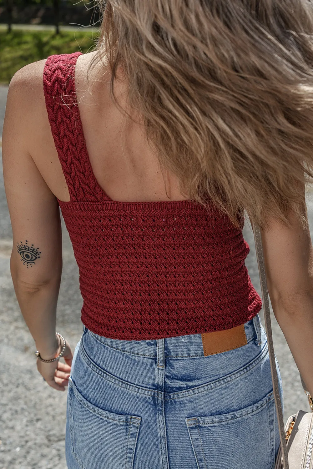 Cable Knit Pointelle Sweater Vest