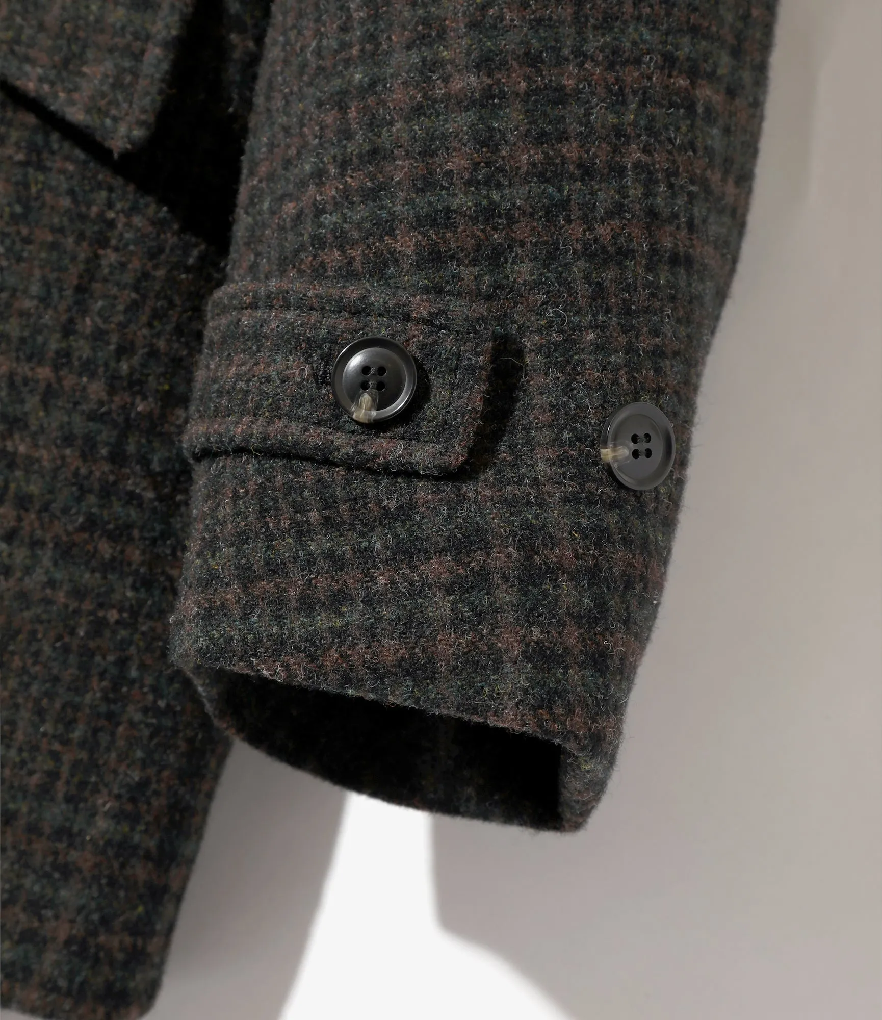 Car Coat - Charcoal - Wool Glen Plaid