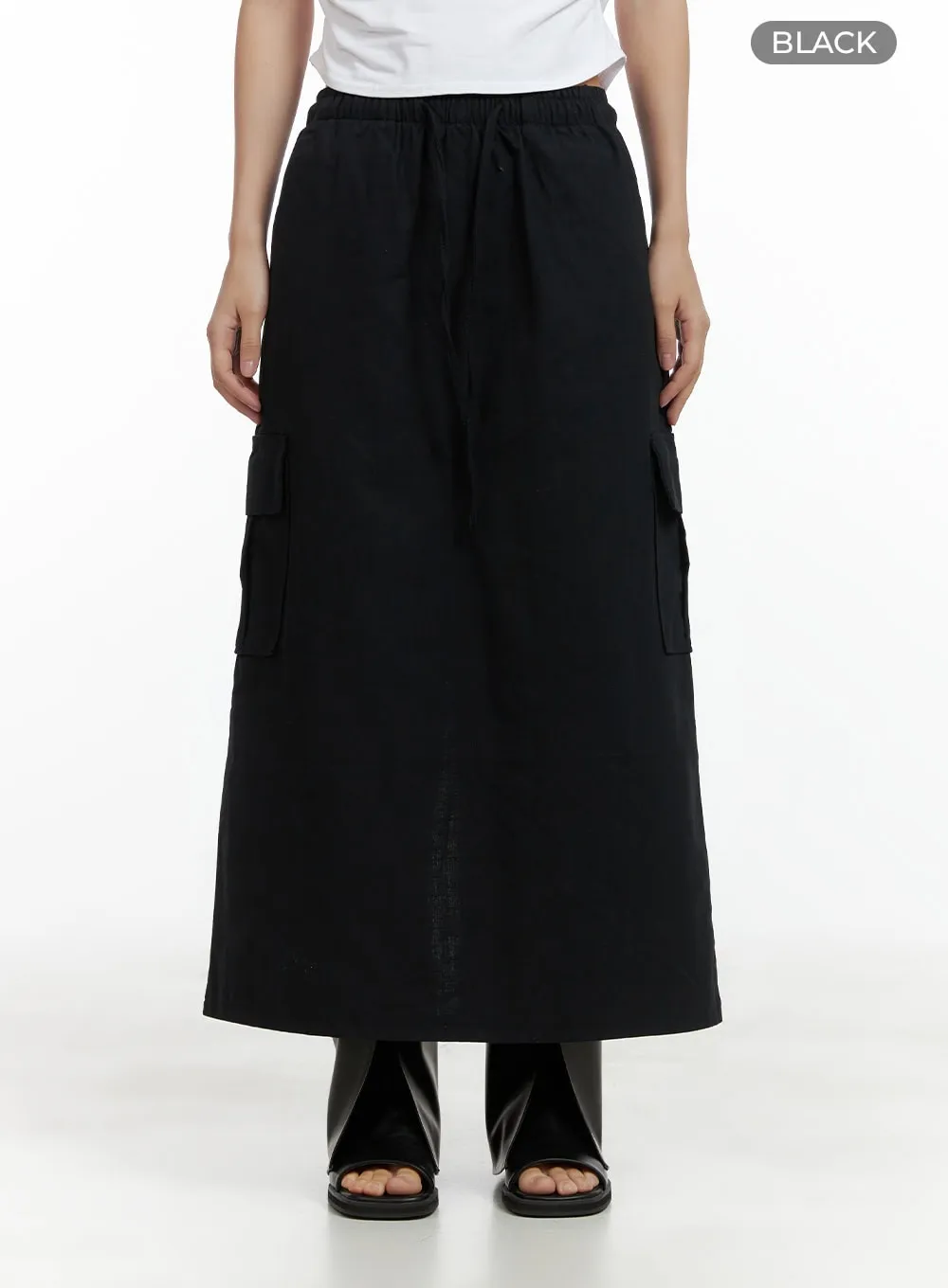 Cargo Linen Maxi Skirt CL417