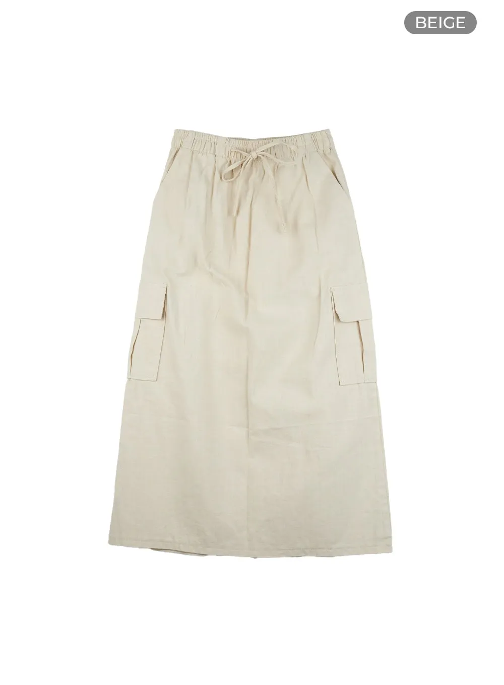 Cargo Linen Maxi Skirt CL417