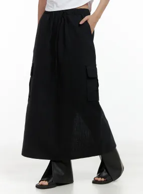 Cargo Linen Maxi Skirt CL417