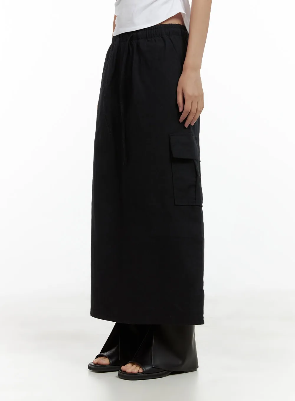 Cargo Linen Maxi Skirt CL417