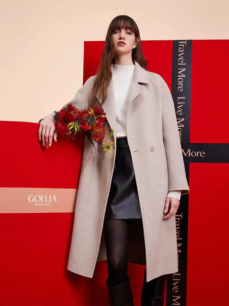 Cashmere Wool Notched Lapel Double-Faced Women Coat