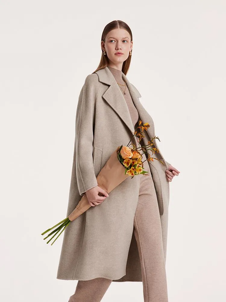 Cashmere Wool Notched Lapel Double-Faced Women Coat