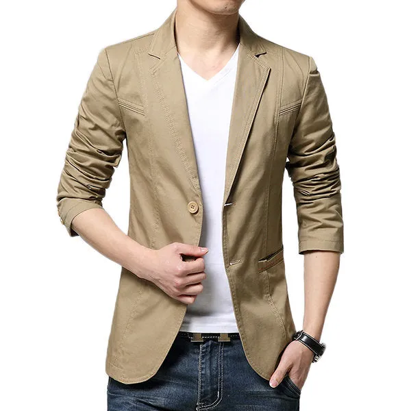 Casual Cool Solid Color Slim Blazers Suits for Men Spring Korean Style Fashion