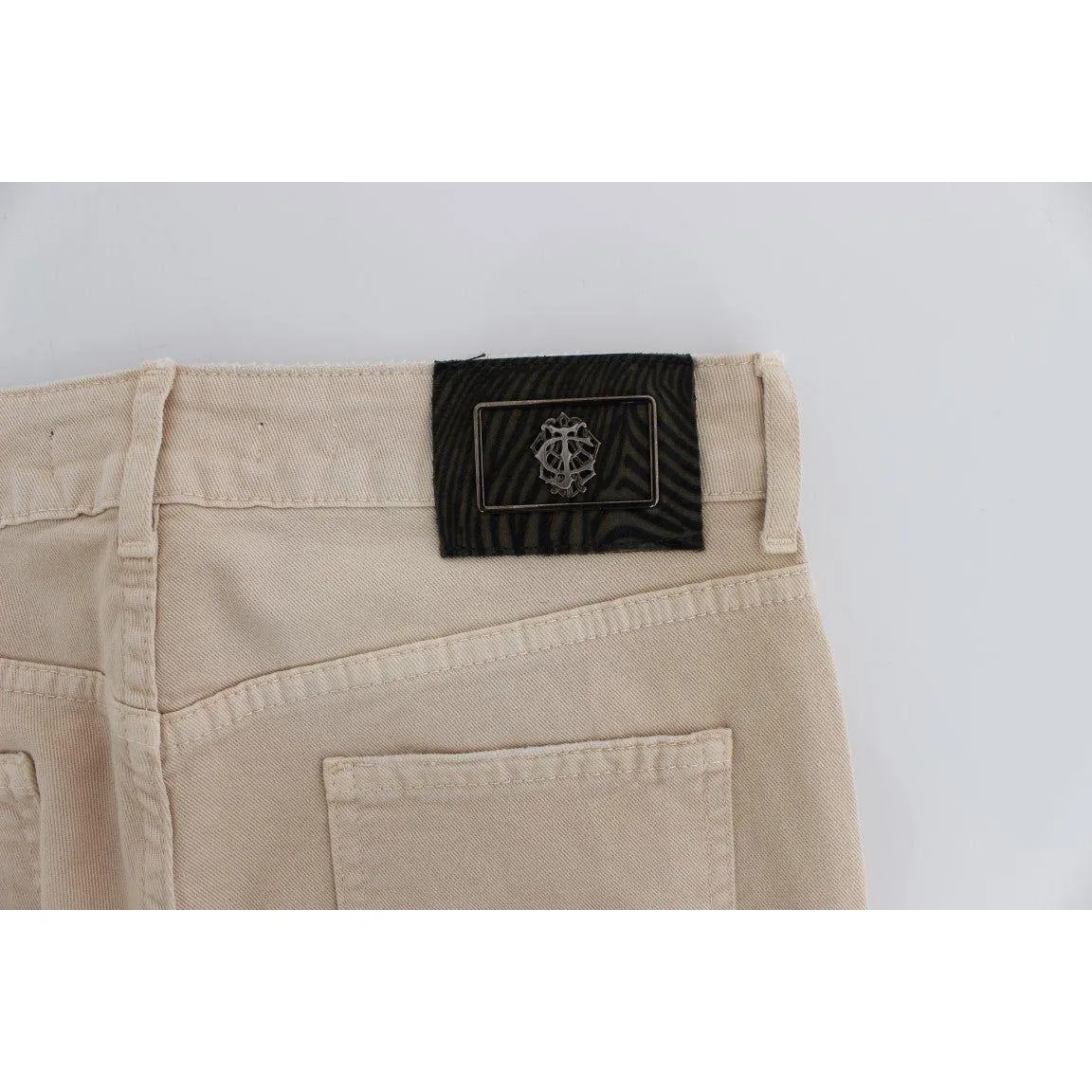 Cavalli Beige Cotton Stretch Slim Fit Jeans