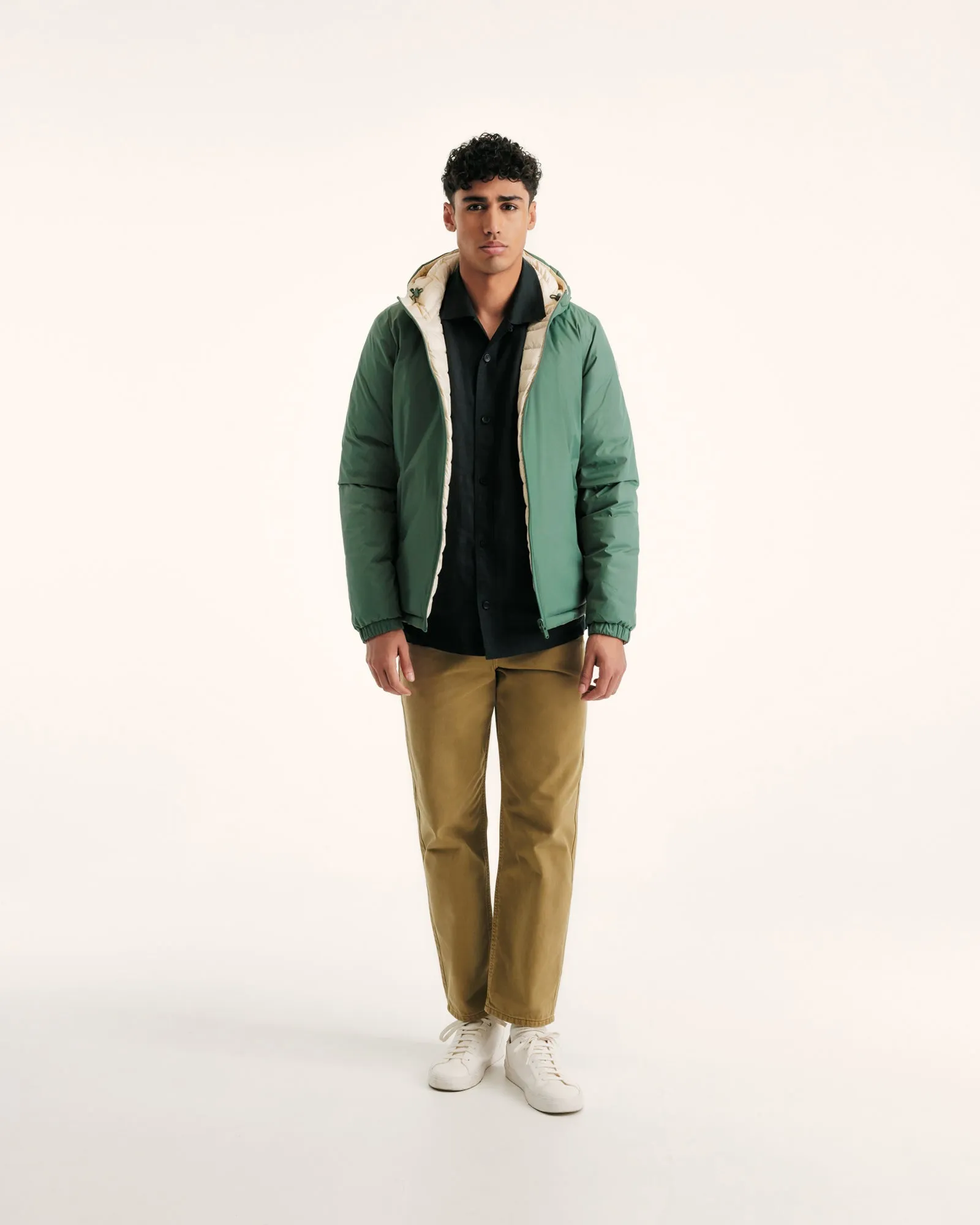 Celadon green/Clay Bergen 2.0 reversible hooded puffer jacket