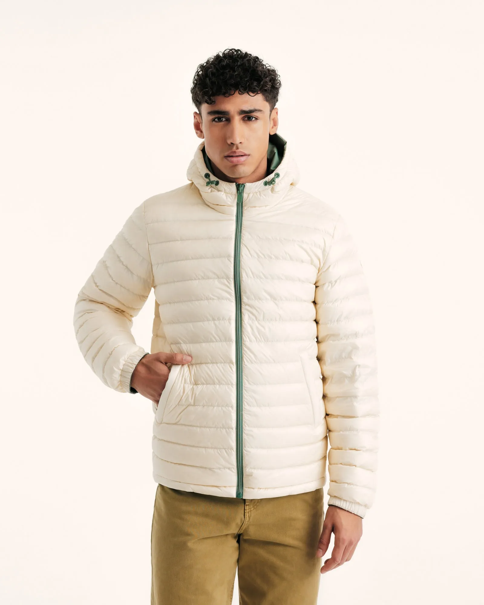 Celadon green/Clay Bergen 2.0 reversible hooded puffer jacket