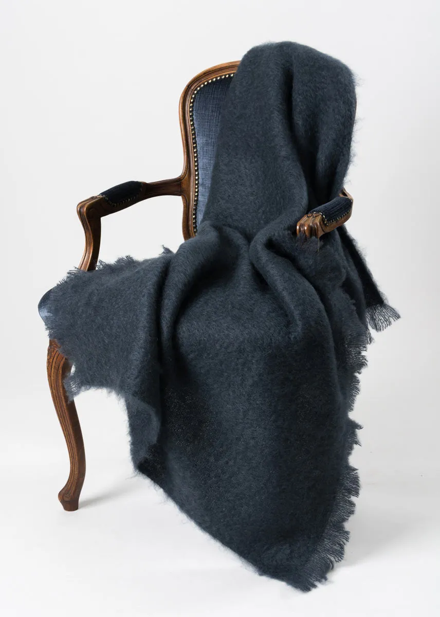 Charcoal Grey Mohair Chair Throw