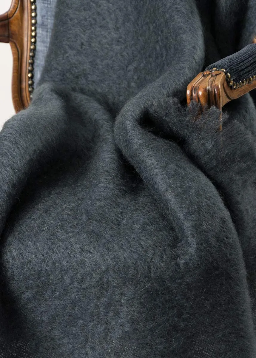 Charcoal Grey Mohair Chair Throw