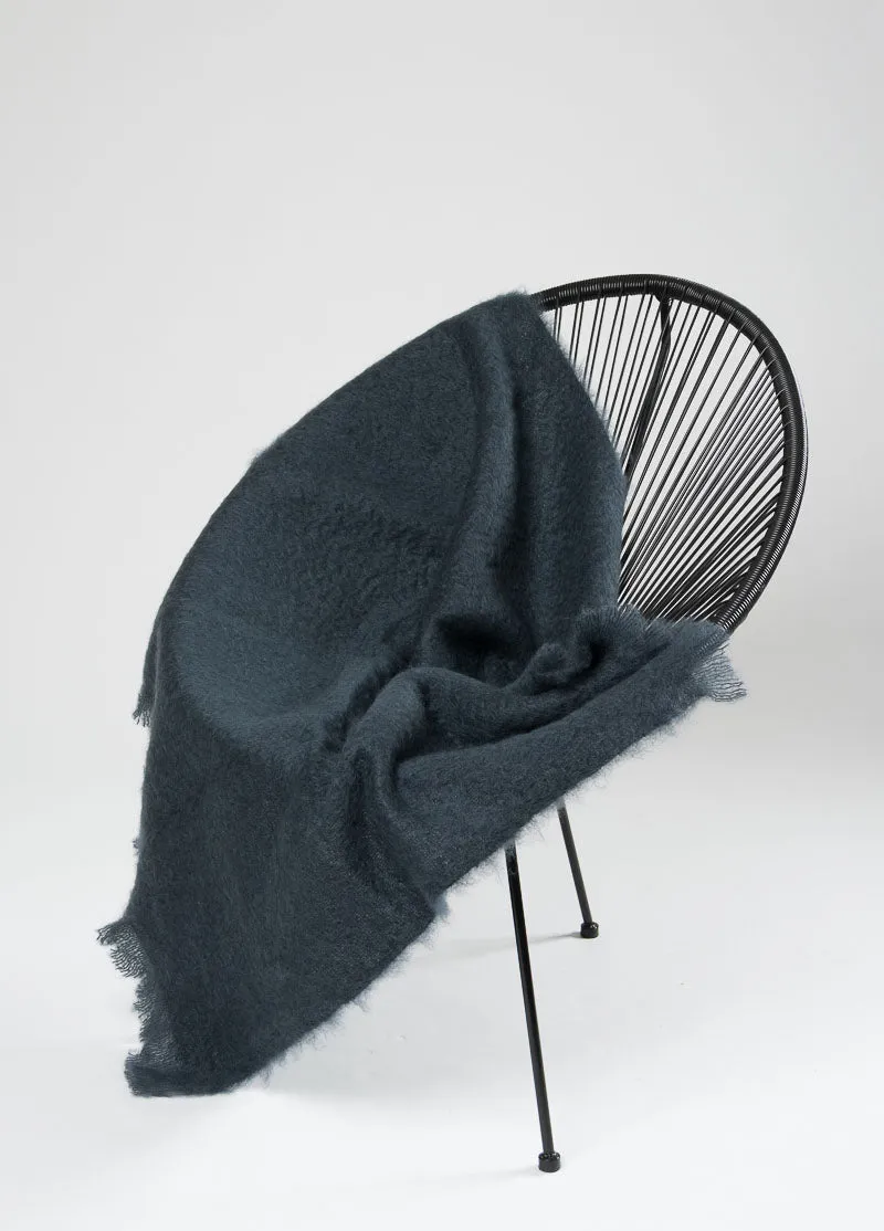 Charcoal Grey Mohair Throw Blanket