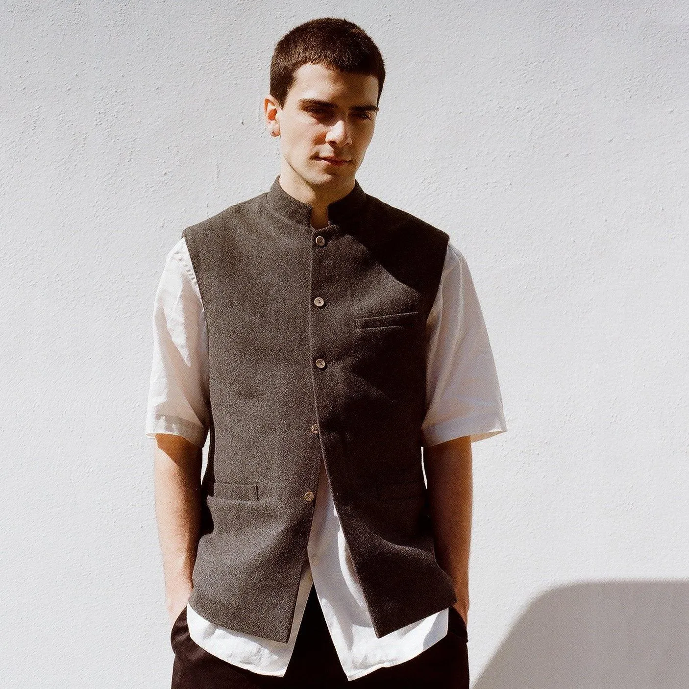 Charcoal Wool Waistcoat