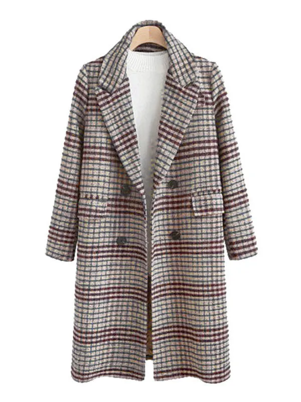 Checkered Maxi Woolen Coat