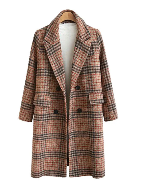 Checkered Maxi Woolen Coat