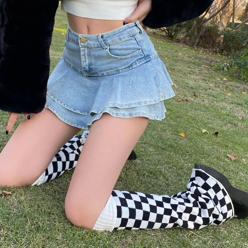 Chill y2k chessboard leg warmers