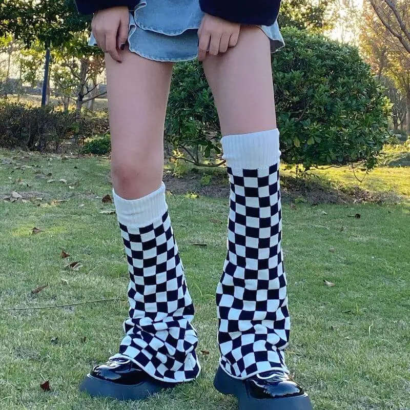 Chill y2k chessboard leg warmers