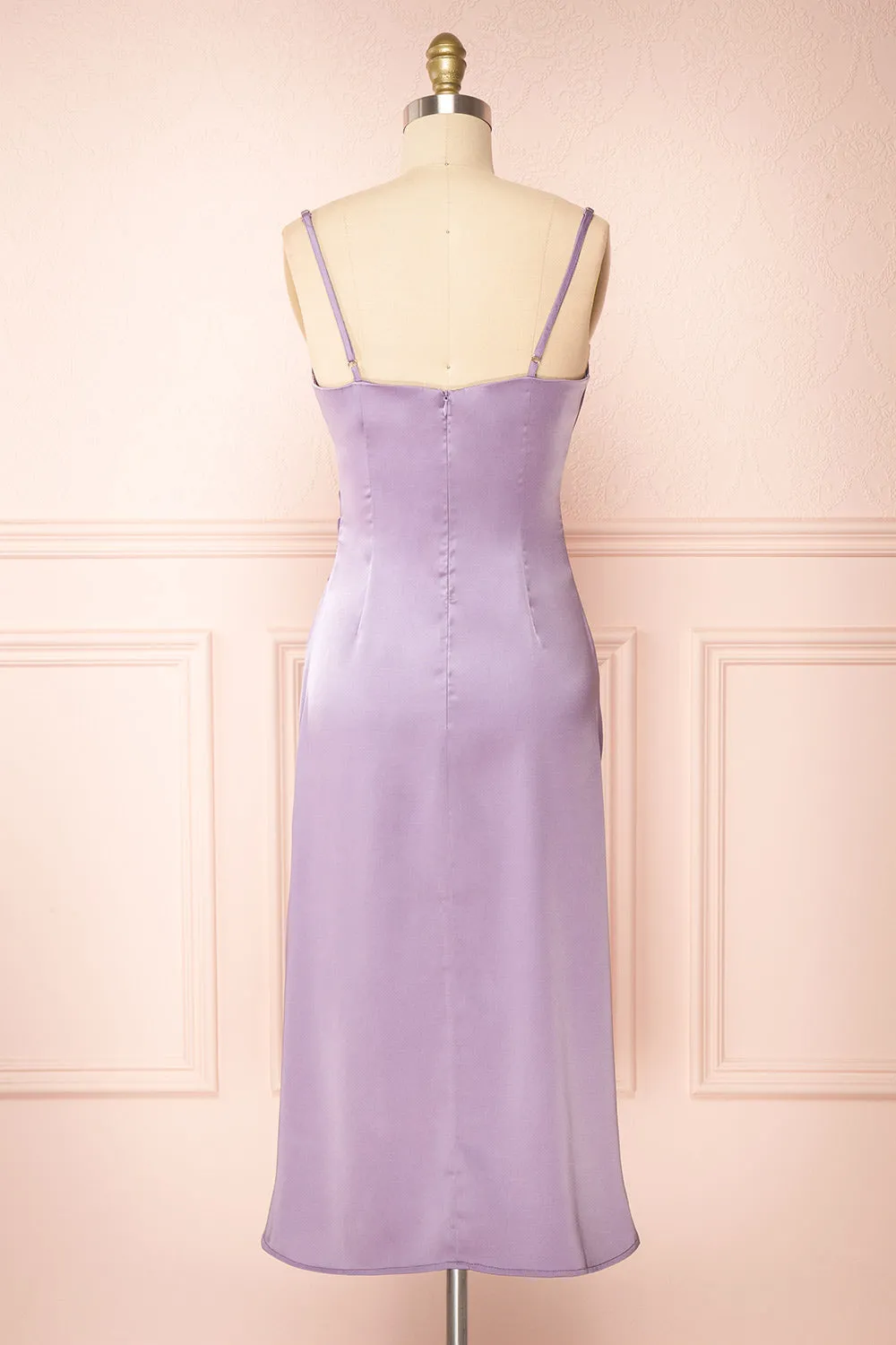 Chloe Lavender | Cowl Neck Satin Slip Dress