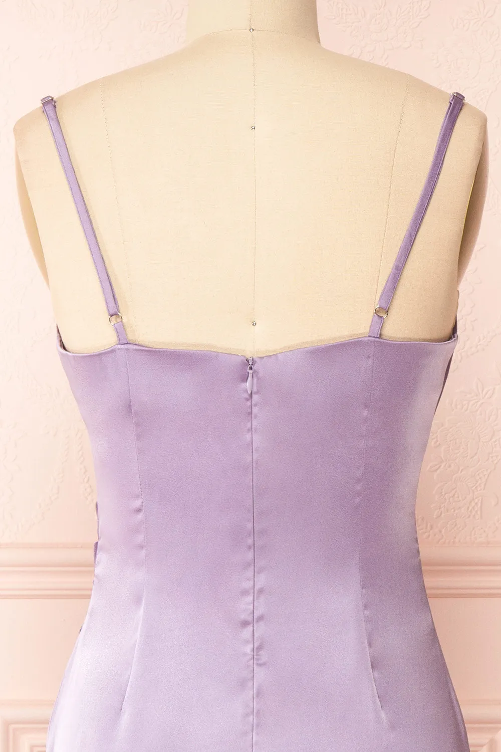 Chloe Lavender | Cowl Neck Satin Slip Dress