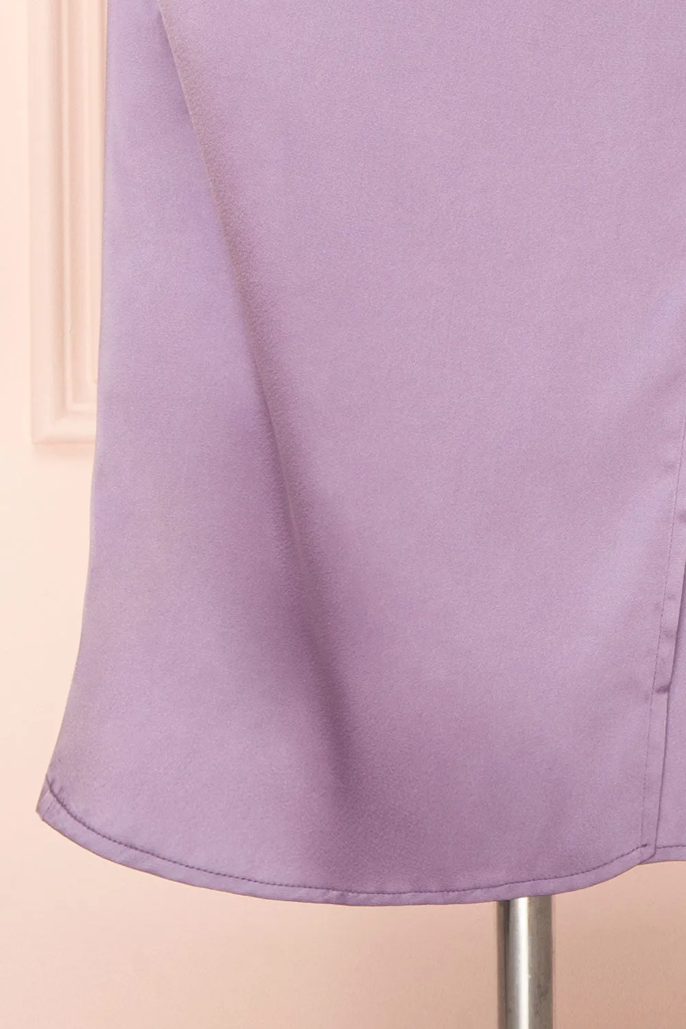 Chloe Lavender | Cowl Neck Satin Slip Dress