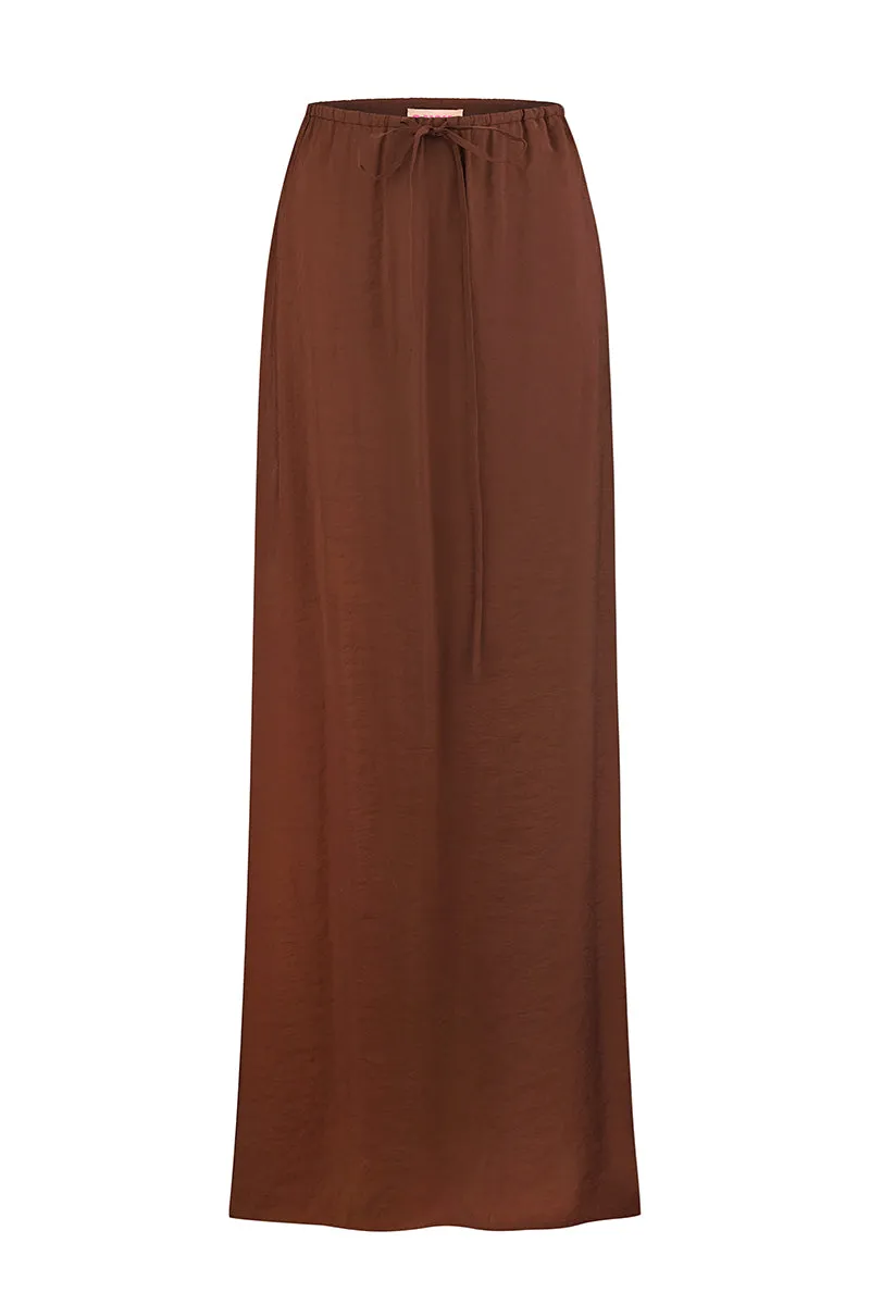 CHOCOLATE CUT-OUT MAXI SKIRT