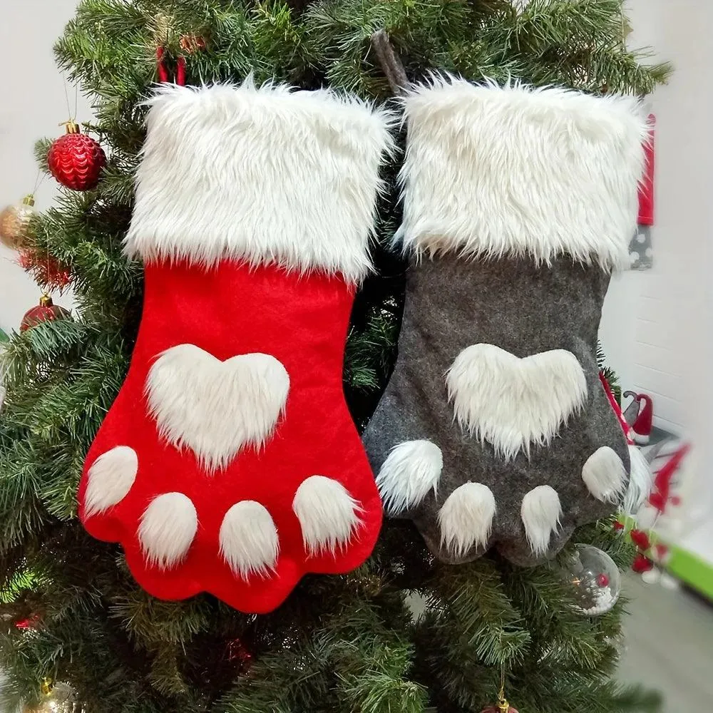 Christmas Stocking Gift Bag, Dog Cat Paw Socks