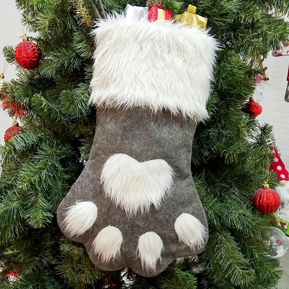 Christmas Stocking Gift Bag, Dog Cat Paw Socks