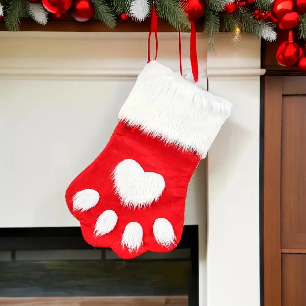 Christmas Stocking Gift Bag, Dog Cat Paw Socks