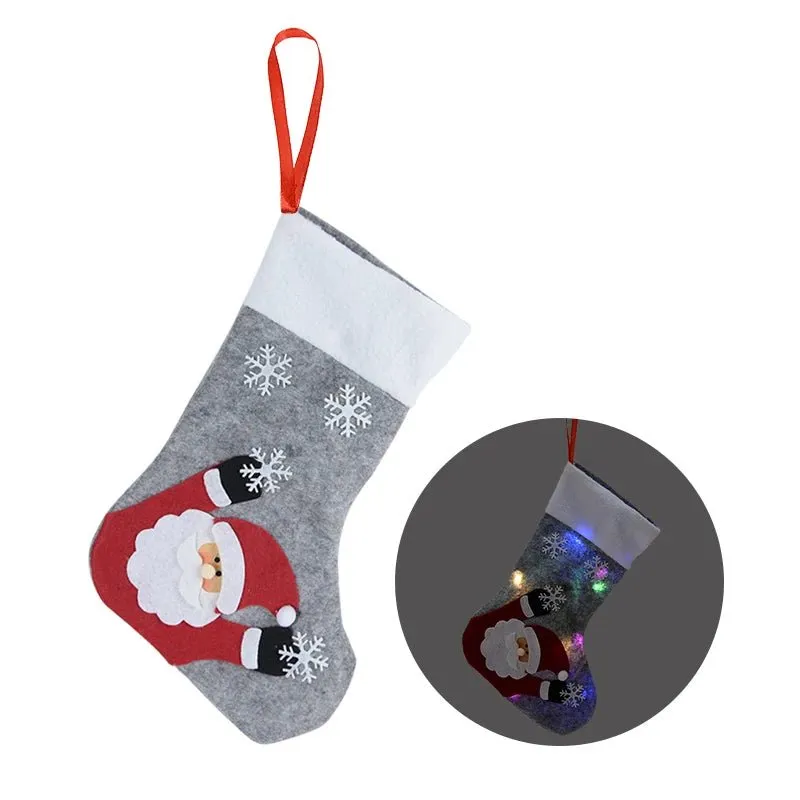 Christmas Stockings with LED Lights-  Snowman, Santa, Elk, and Bear Designs Perfect for Adding Festive Cheer to Your Fireplace or Christmas Tree!