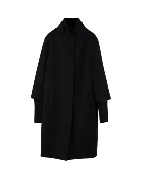 CINZIA ROCCA | 95CM KNITTED TRIM BIELLA-WOOL COAT