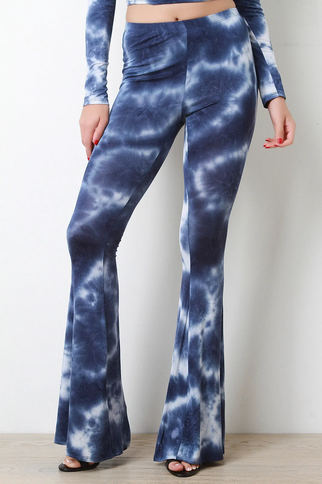 Cloudy Tie Dye High Waisted Flare Pants