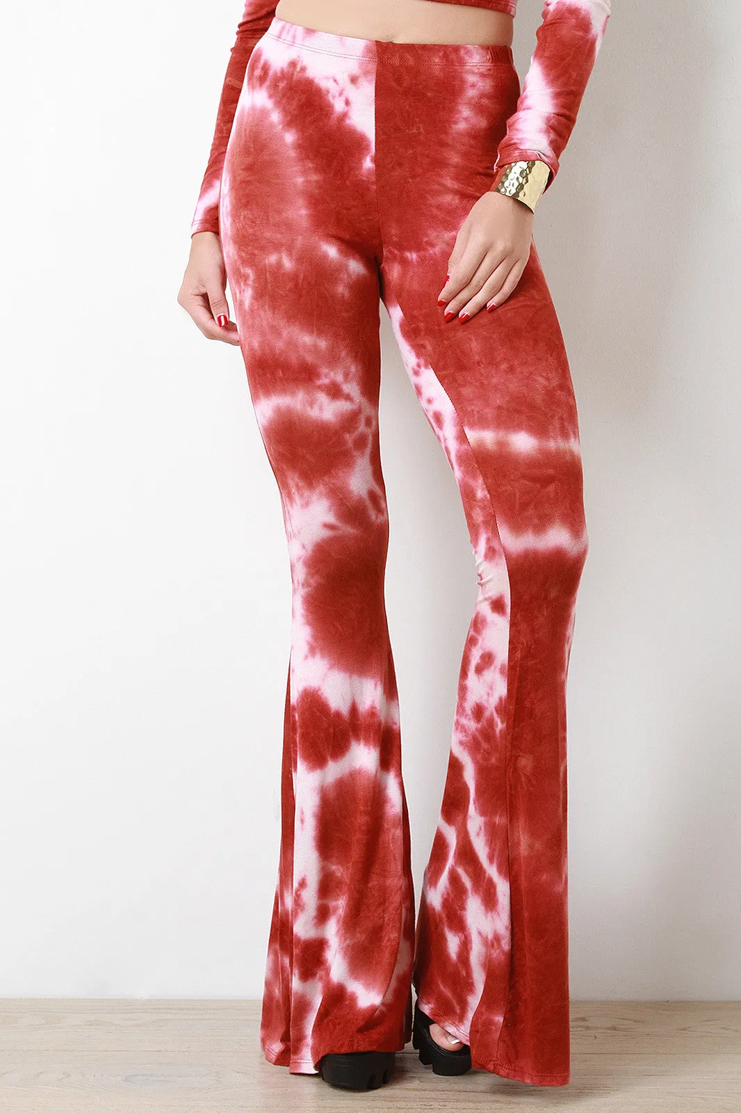 Cloudy Tie Dye High Waisted Flare Pants