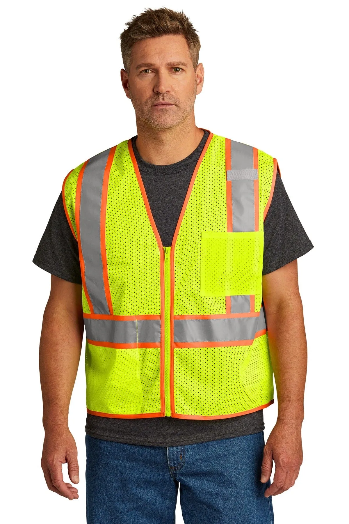 CornerStone CSV103: ANSI 107 Class 2 Mesh Zippered Two-Tone Vest