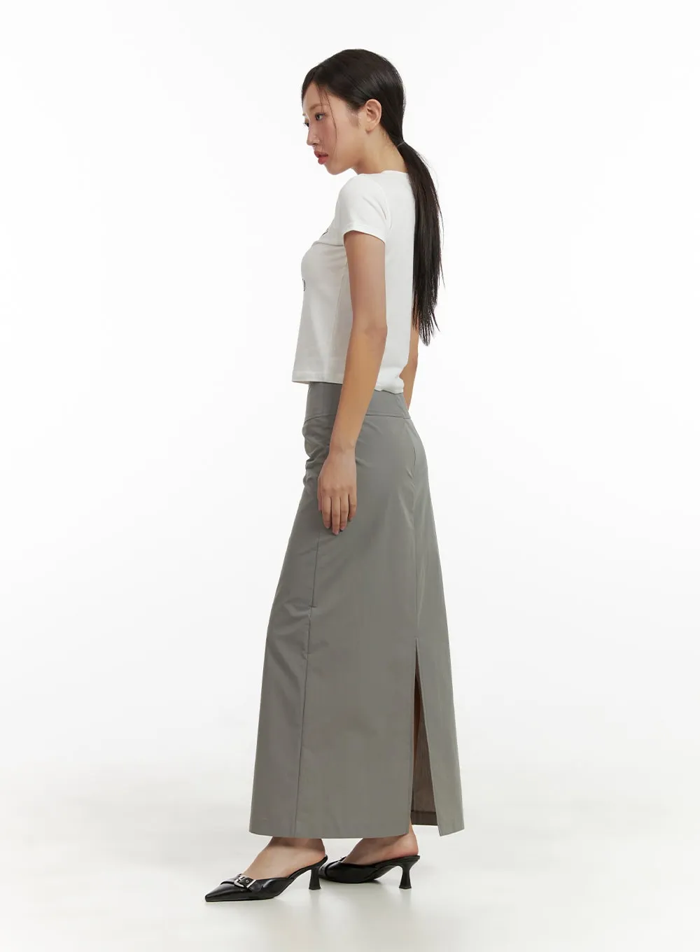 Cotton Slit Maxi Skirt CU405