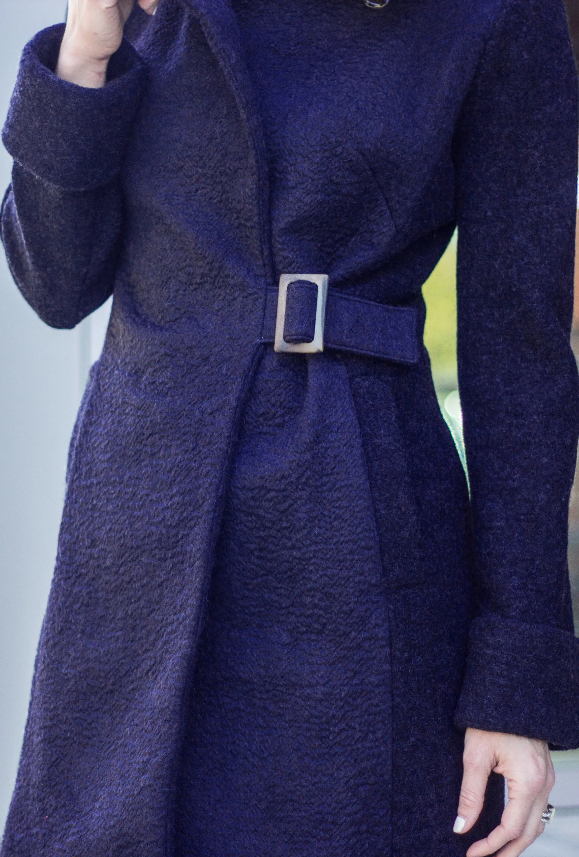 COWL NECK COAT · navy wave