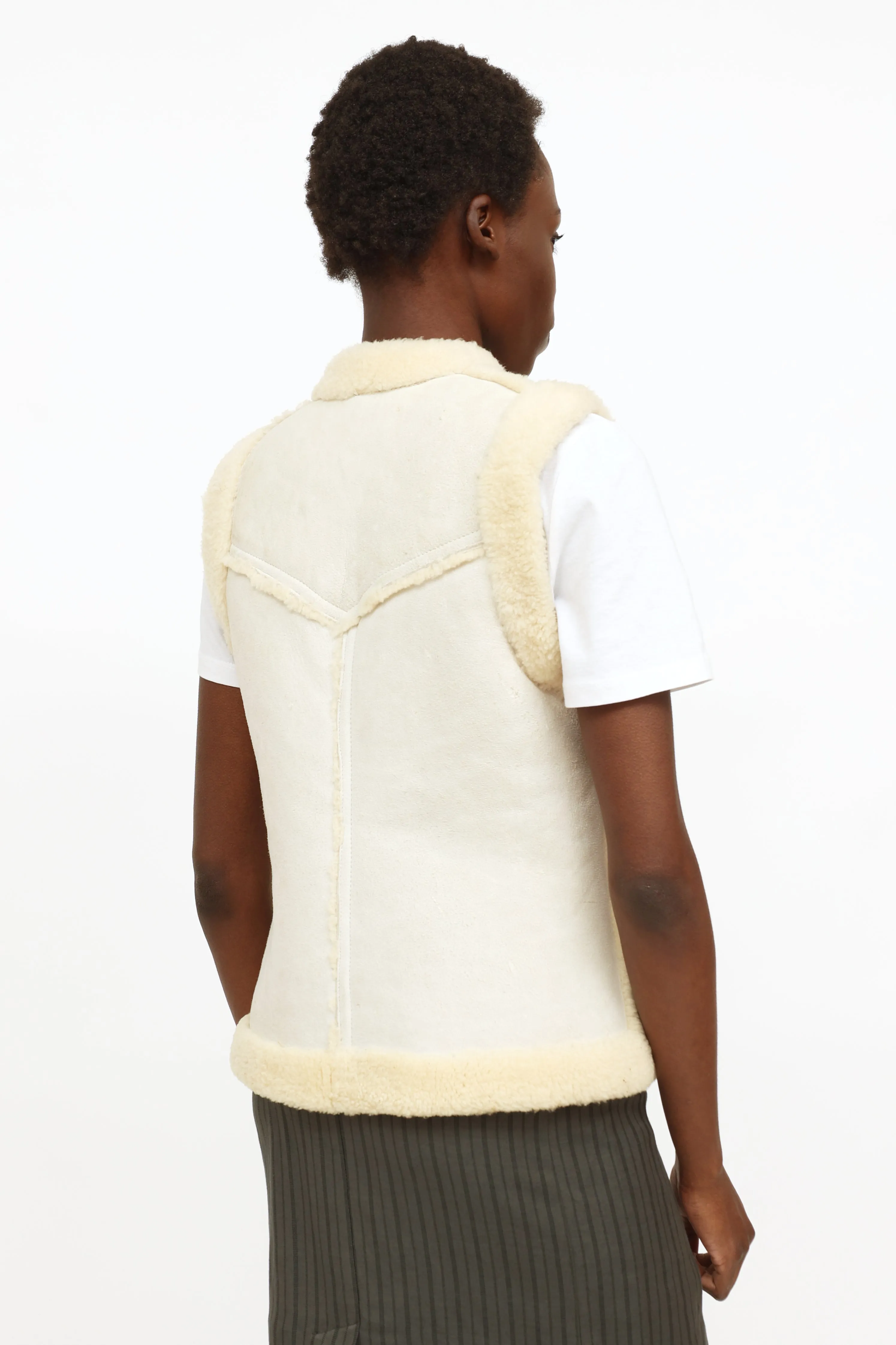 Cream Shearling Vest