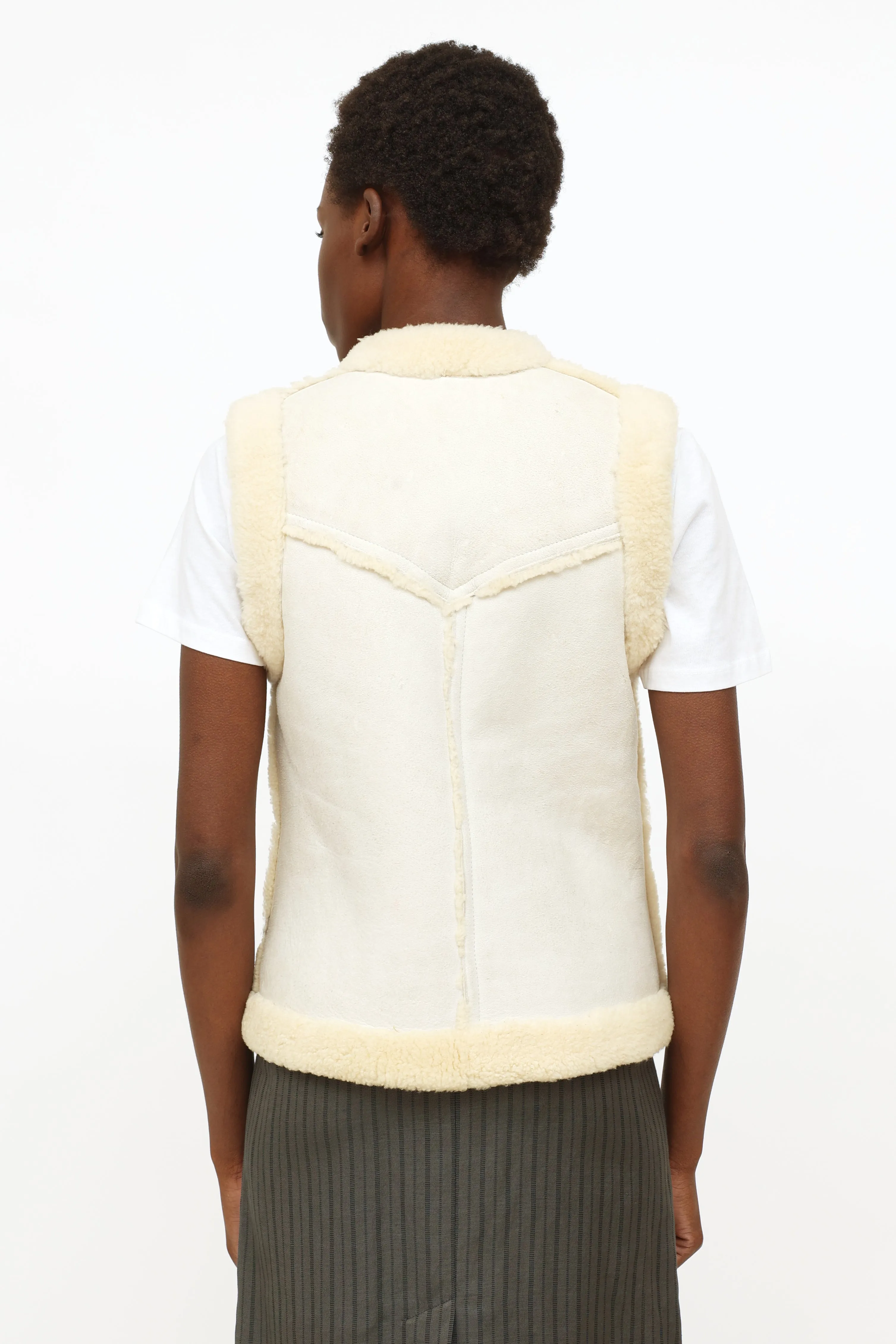 Cream Shearling Vest