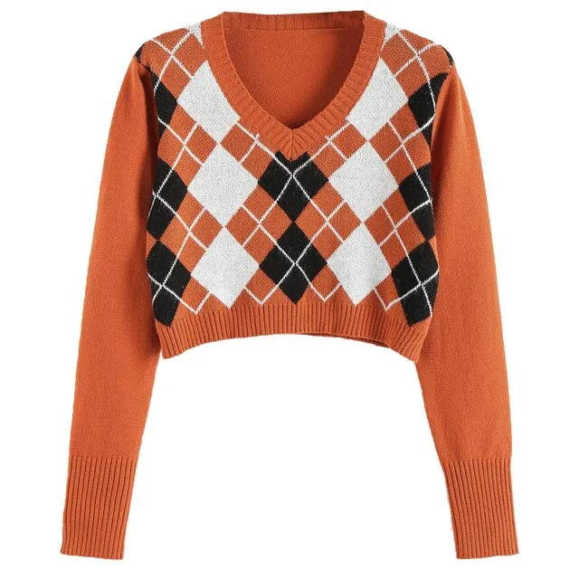 Crop Geometric Sweater