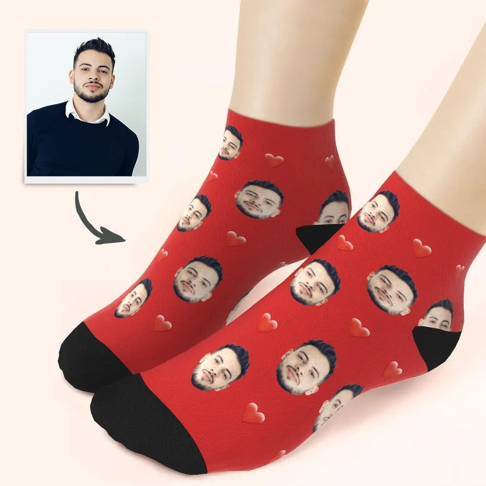 Custom Face And Heart On Quarter Length Socks