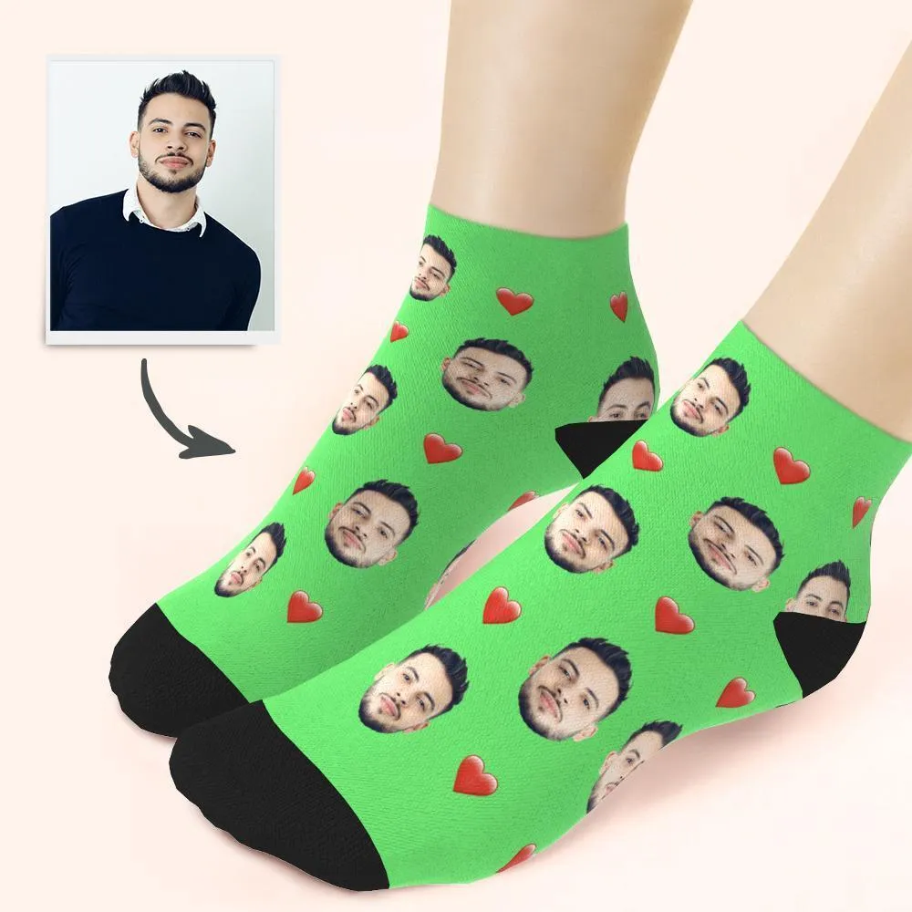 Custom Face And Heart On Quarter Length Socks