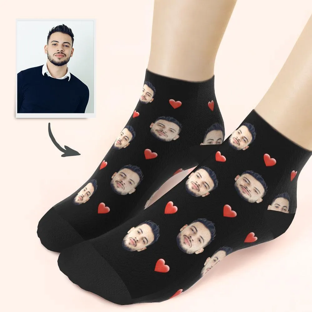 Custom Face And Heart On Quarter Length Socks