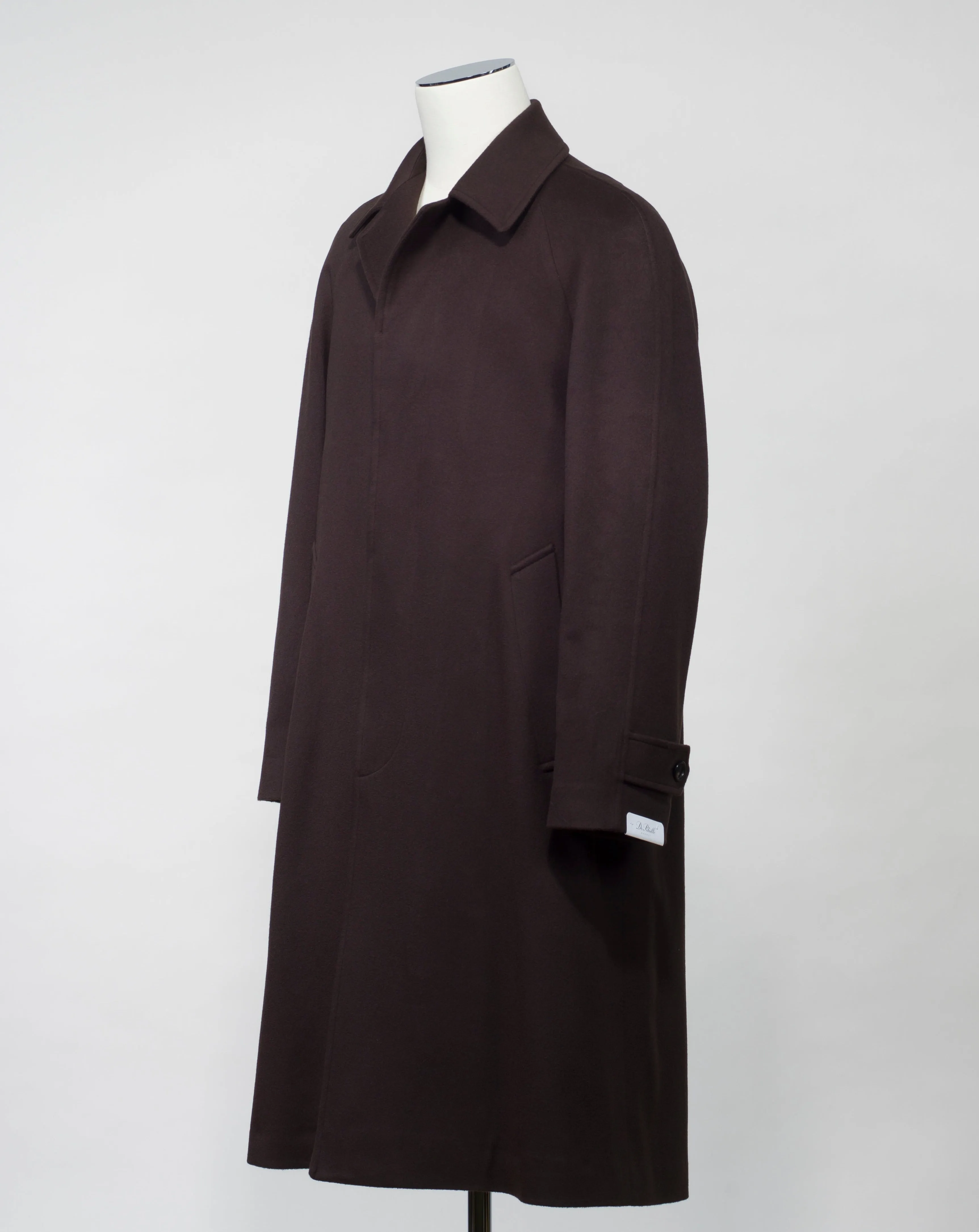 De Petrillo Wool & Cashmere Raglan Coat / Dark Brown