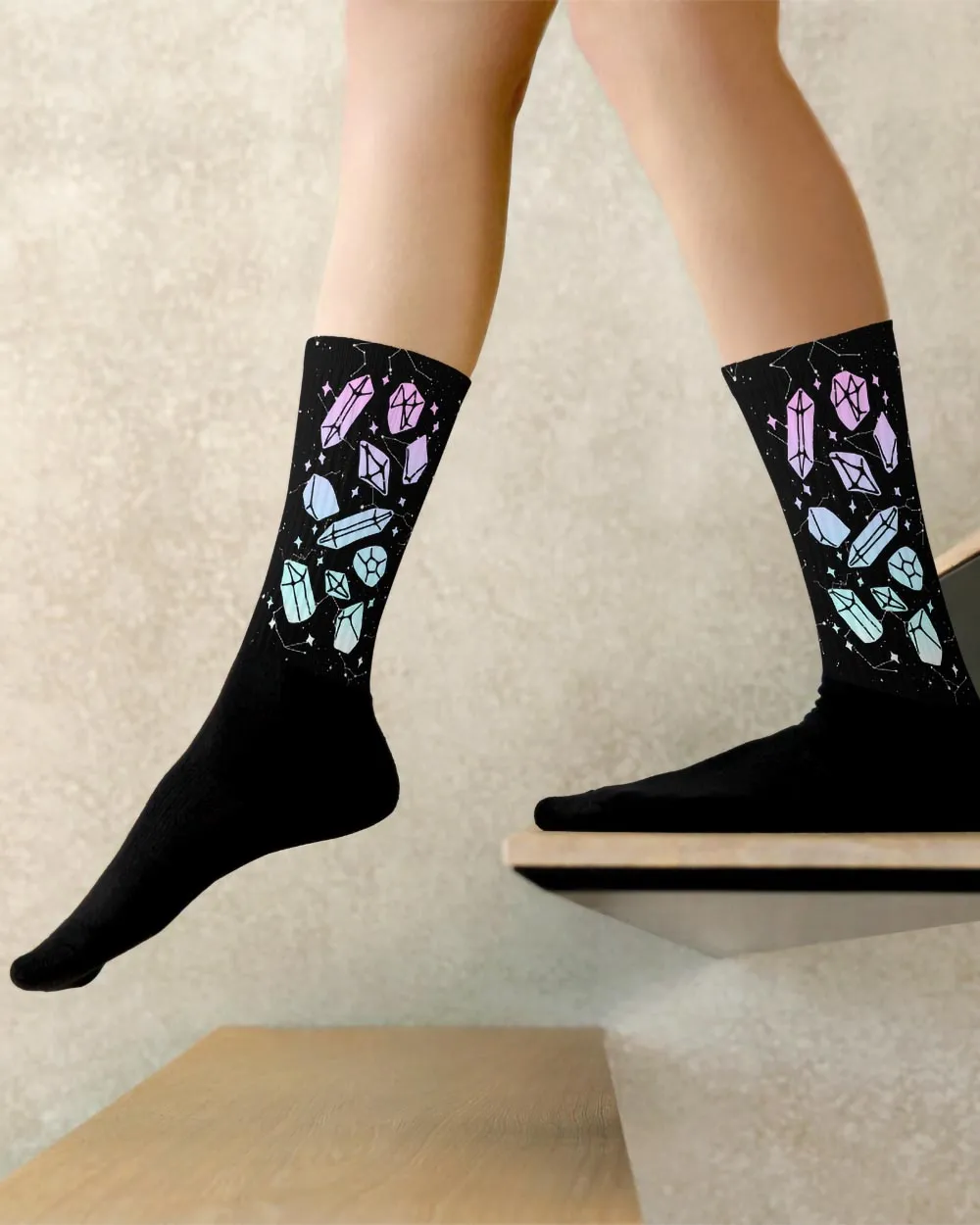 Divination Crystals Socks - Vegan Unisex Goth Witchy Socks Grunge Alt Accessories Cool Gothic Gifts for Him and Her