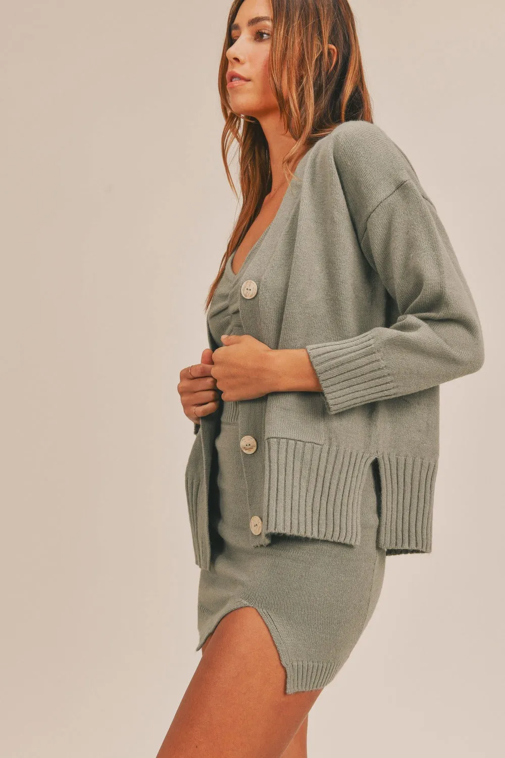 Dusty Olive 3 Piece Sweater Set (Online Only)