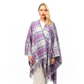 Edinburgh Cashmere Cape  Light Purple Check