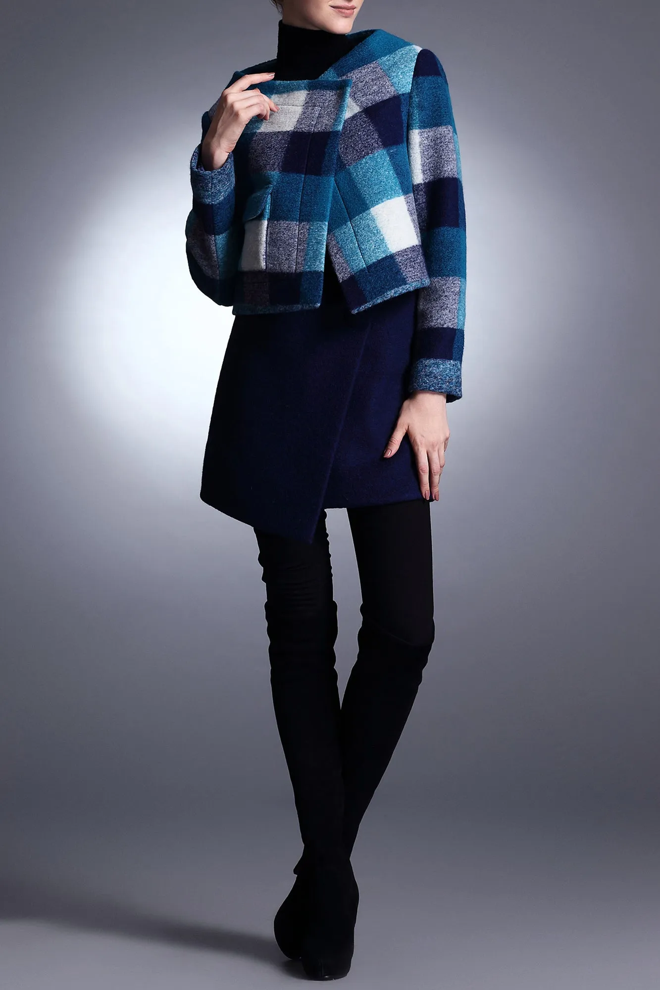 Elena Multiple Color Plaid Wool Coat Jacket