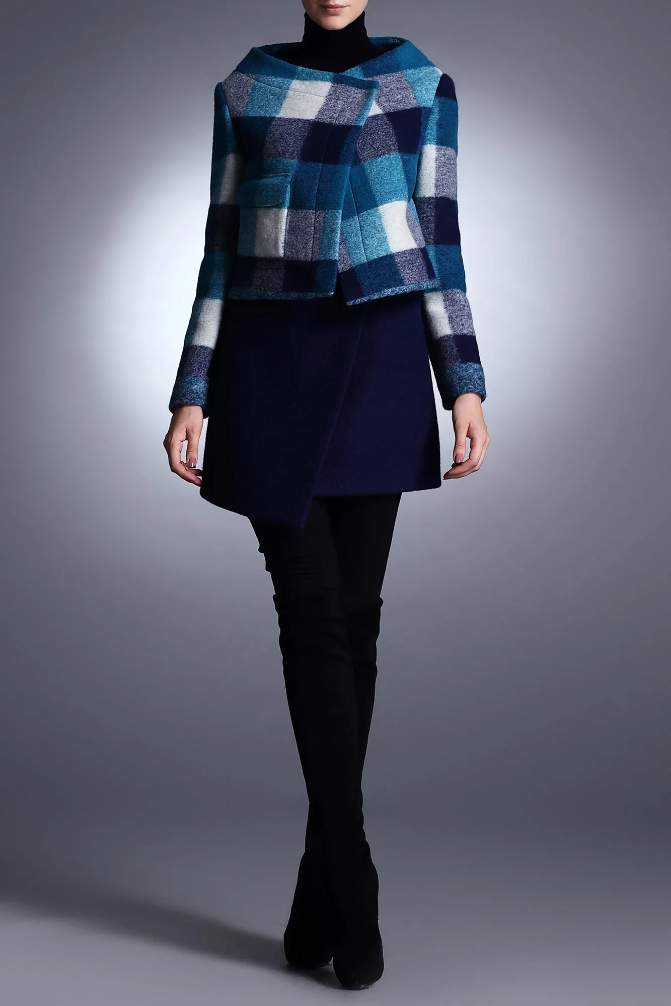 Elena Multiple Color Plaid Wool Coat Jacket