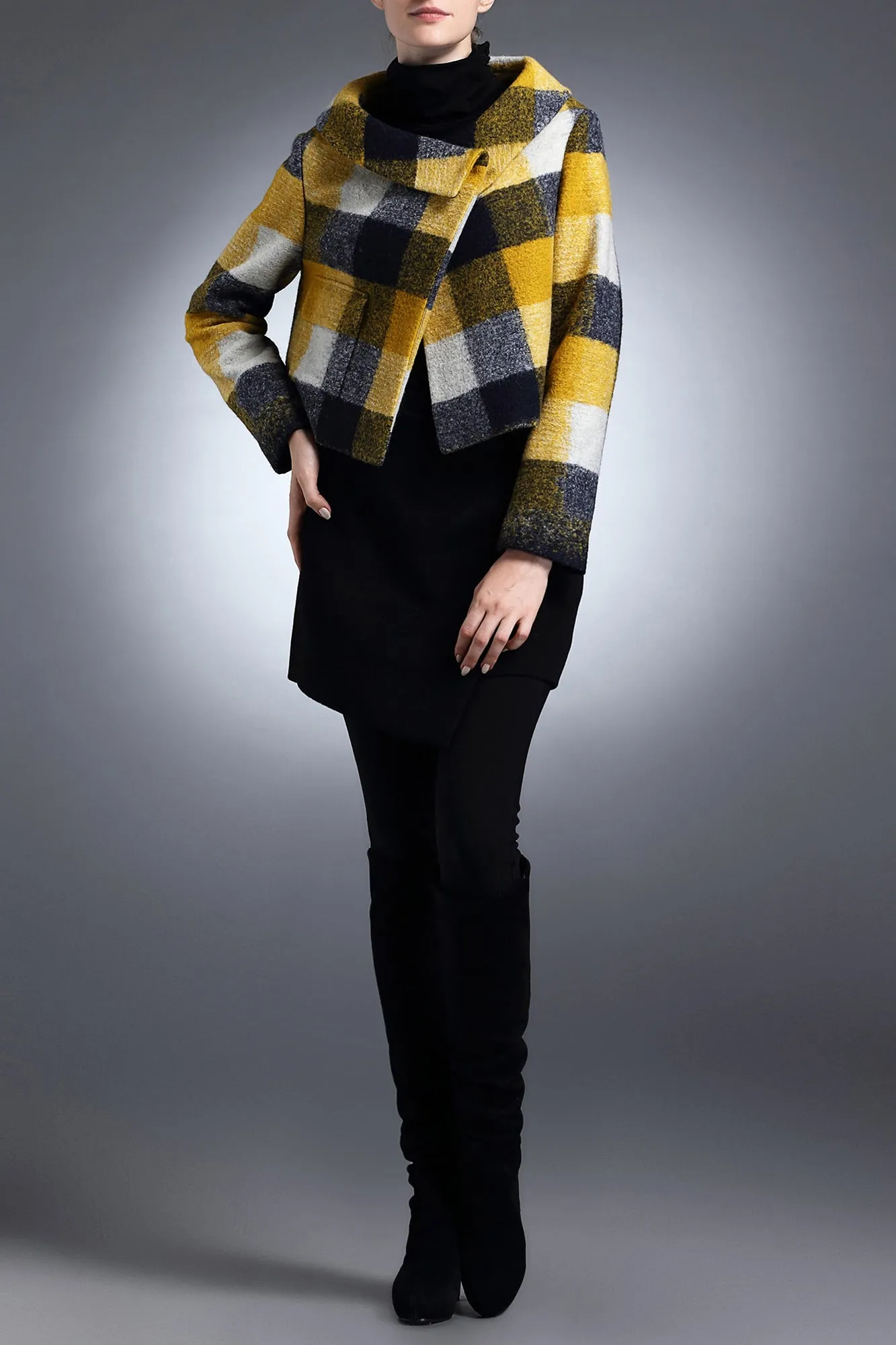 Elena Multiple Color Plaid Wool Coat Jacket