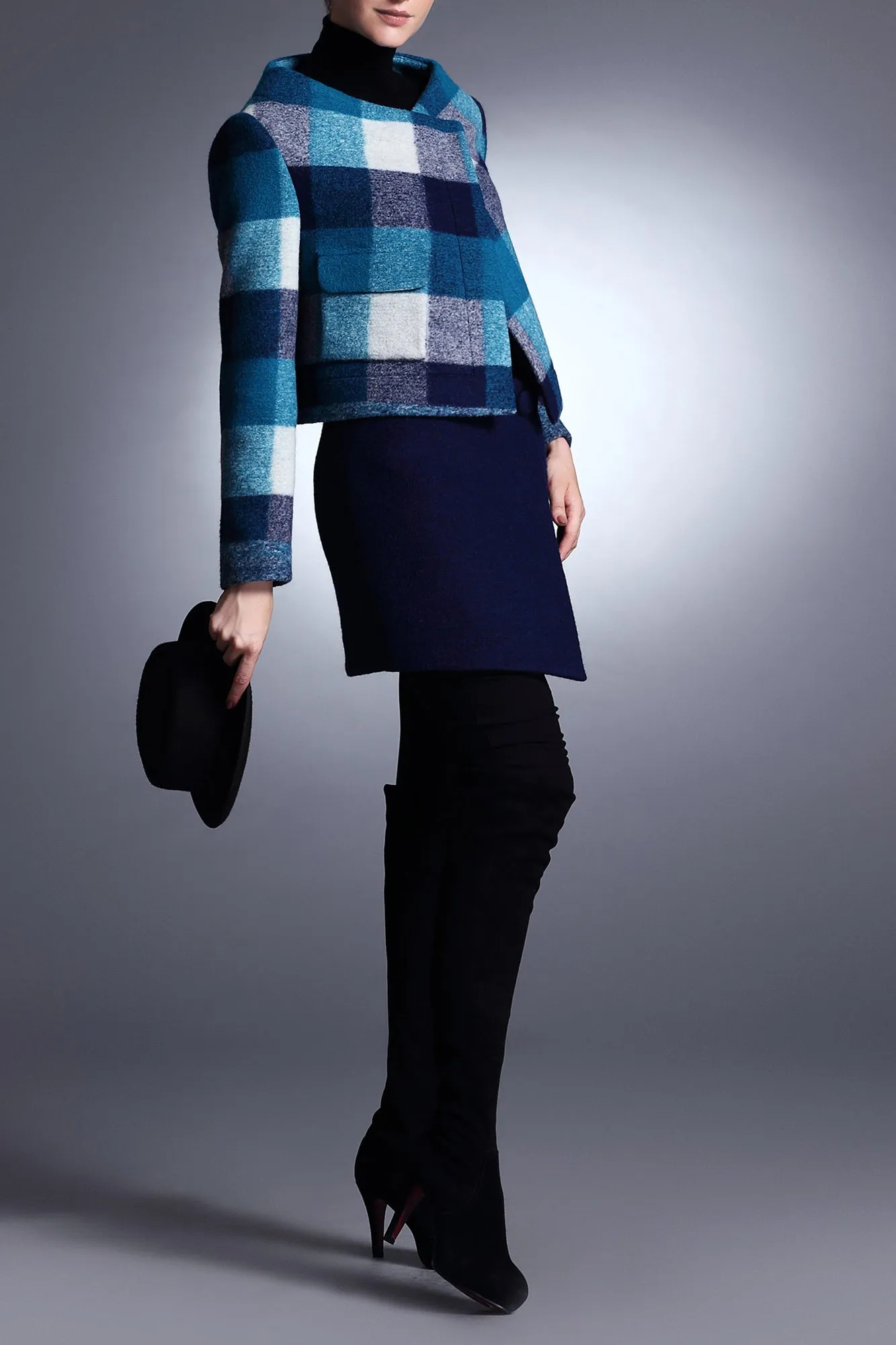 Elena Multiple Color Plaid Wool Coat Jacket